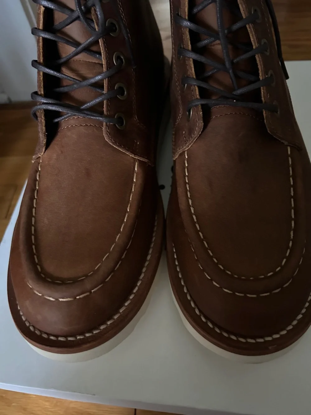 Quince crafted leather Men's‎ whiskey Moc Toe Work Boots size 10.5